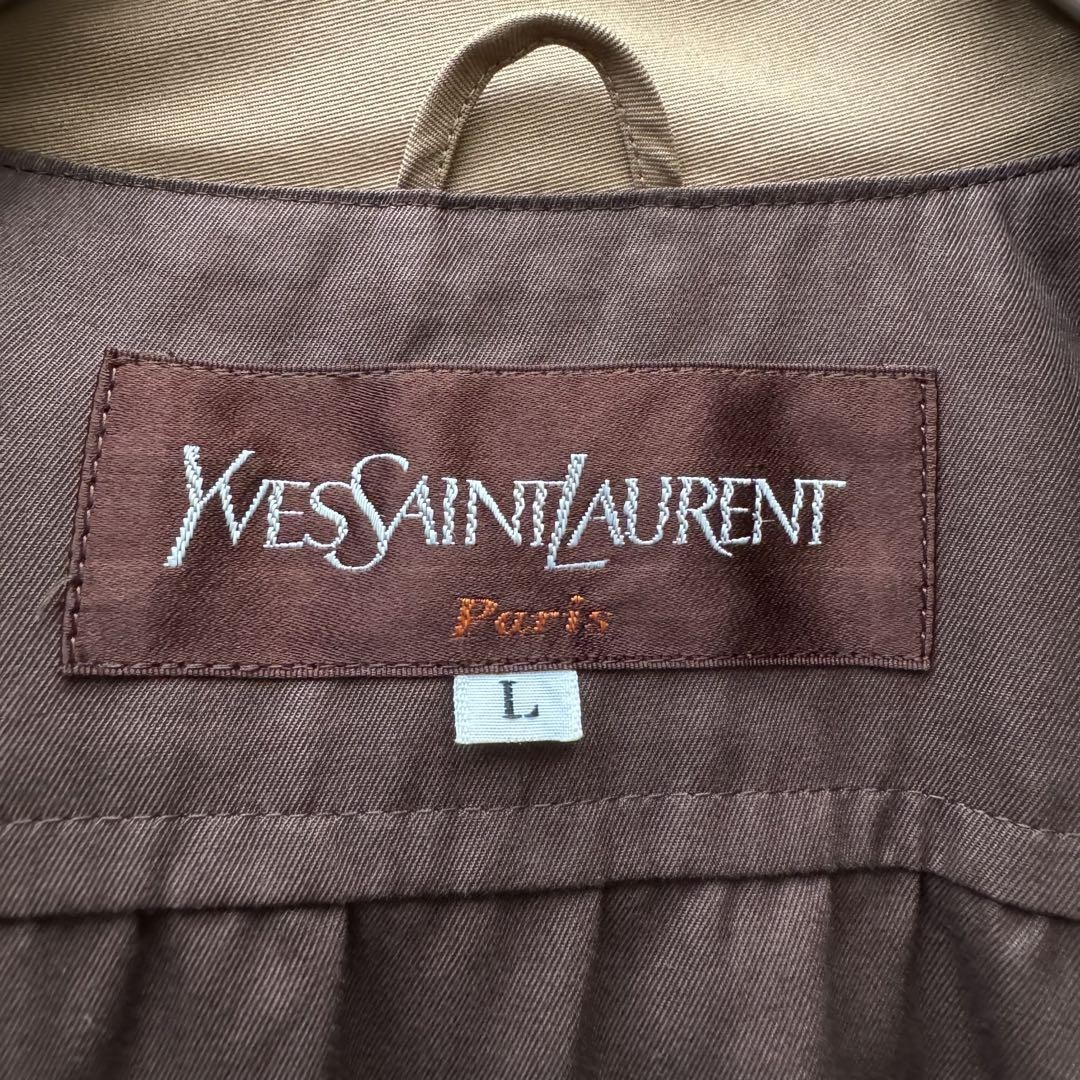 Yves Saint Laurent Size M Bicolor Long Coat in Beige and