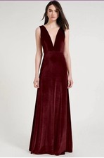 Jenny Yoo Collection Women's Logan Deep V-Velvet Column In Dark Berry Size 8