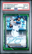 2024 BOWMAN DRAFT CHROME PROSPECT AUTO GREEN REF JAC CAGLIANONE /99 PSA 8