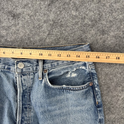 Agolde Jeans Women's 29 Fen Blue Pants High Rise Distressed Button Fly Relaxed - Picture 5 of 15