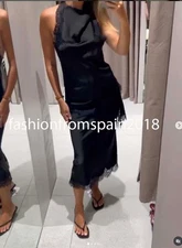 ZARA NEW WOMAN ASYMMETRIC HEM ZW COLL LACE HALTER TOP BLACK XS-XL 5919/203/800