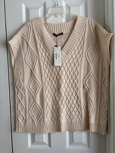 Peruvian Connection Aran Sweater, Ivory, 100% Cotton , Oversized, S/M, NWT!