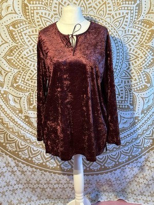 Samt-Shirt Gr 44 bordeaux