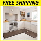 Ergonomic Anti-Fatigue Kitchen Mats, 2-Piece Set, Brown