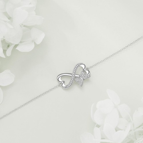 Infinity Armband für Damen 925 Sterling Silber Schmetterling Infinity Love Armband - Bild 5 von 6