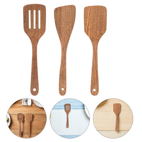 Set Spatole 3 Pezzi in Legno per Cottura Resistente al Calore Spatole Manico - Foto 12 di 12
