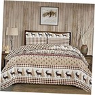  3 Piece Reversible Quilt Set with Shams | All-Season Soft & King Taupe / Red