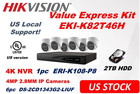 8 CH Security Camera System EKI-K82T46H 4K 8MP NVR 2TB with 6 x 4MP IP camera