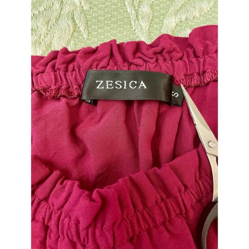 Zesica Maxikleid S schulterfrei gesmokte Taille Stufen Seitenschlitz fließend Boho rot - Bild 4 von 19