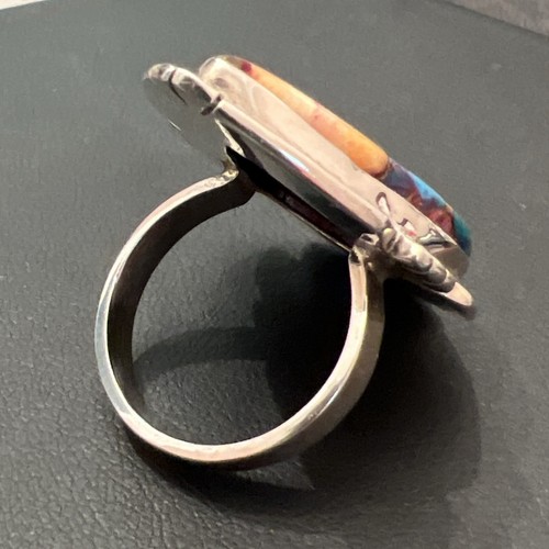 Native Southwest Sterling Türkis Rosa Dahlie Stachelige Auster Ring Größe 8 - Bild 5 von 15