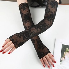 New Summer Cold Lace Long Sleeves Arm Cover Women Cuff Hollow Flower Hand Sleeve