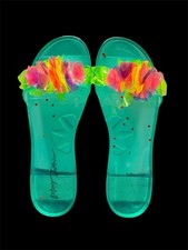 Betsy Johnson Jelly Slides Sandals Plastic Turquoise Bright Size 8