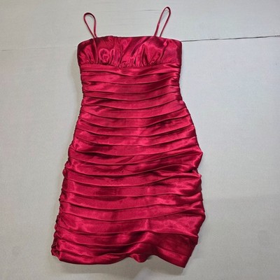 Aspeed Dress Womens Burgundy Sleeveless Ruched Satin-like Synthetic