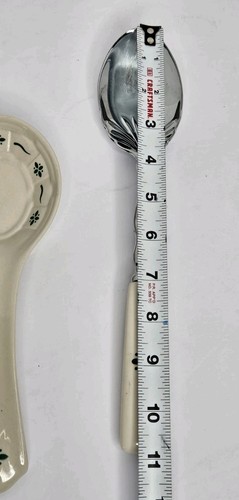 Longaberger Woven Traditions Green Heritage 11" Serving Spoon & Fork W/ 9" Rest - Picture 4 of 4