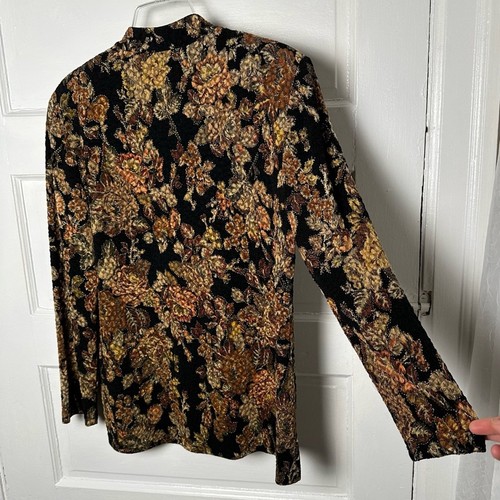 Cárdigan Coldwater Creek Frente Abierto Floral Bordado Elástico De Colección S - Imagen 6 de 16