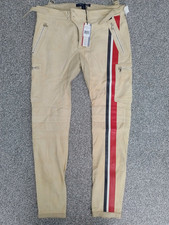 Tommy Hilfiger Collection Beige Suede Leather Racing Stripe Trousers 32 48