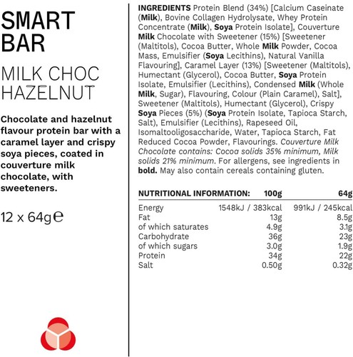 PhD Smart Protein Bar – Chocolate Hazelnut | High Protein, Low Sugar | 12 x 64g - Picture 3 of 4