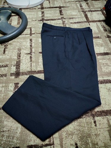 1970s Vintage Wool blend handtailored Bespoke db gangster navy retro suit 44R - Picture 9 of 14