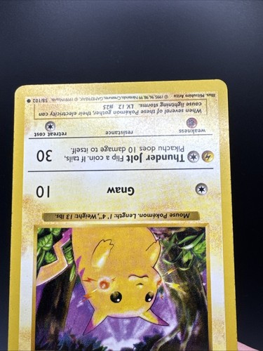 Pikachu Red Cheeks Shadowless 58/102 – Vintage 1999 Base Set ⚡ Rare Pokemon - Picture 13 of 21