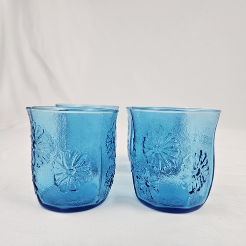 4 Vintage Anchor Hocking Springsong Laser Blue Rocks Gläser 8 Unzen Mid-Century Modern - Bild 4 von 9