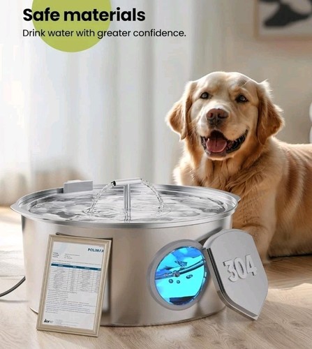 Hundebrunnen für große Hunde 7L/236oz Edelstahl Hunde Wassernapf RT8 - Bild 7 von 9