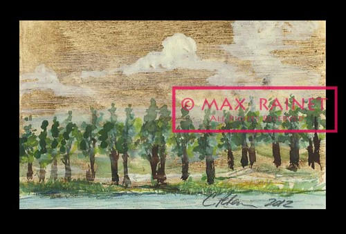 Árboles con nubes C PETERSON * PINTURA ACUARELA ORIGINAL * ARTE IMPRESIONISTA - Imagen 1 de 9