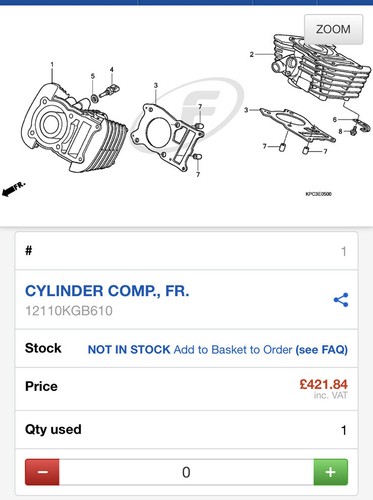 Honda XL125V Varadero Front Cylinder Barrel  2004 XL 125 V Original Oem Read - Picture 11 of 11