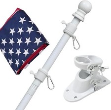 Flag Pole Kit with 3X5 American Flag - Includes 5Ft Heavy Duty Tangle Free Flagp