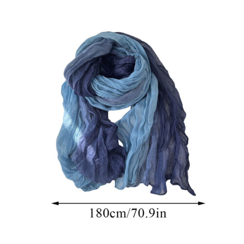 Cotton Hemp Gradient Color Scarf Cotton Linen Wrinkle Scarves Long Hijab Scarf - Picture 2 of 21
