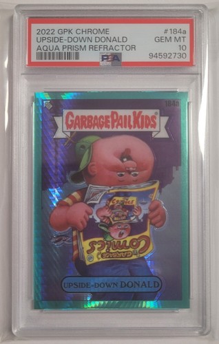 Cubo de basura cromado Topps niño boca abajo donald Aqua Prizm refractor PSA 10 - Imagen 1 de 3