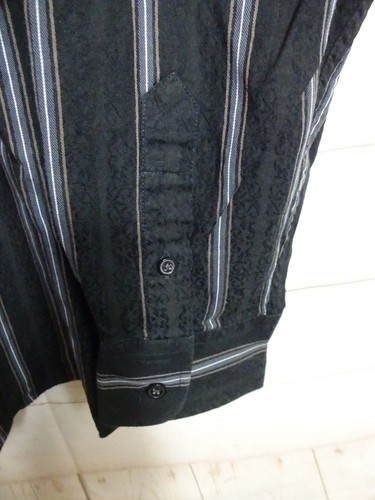 Tasso Elba Mens Size L 100% Cotton Brown & Black Stripes Long Sleeve Shirt - Picture 6 of 8