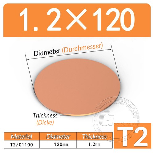 Solid Pure Copper Discs Blanks Round Plate Metal Sheet Thick 0.5-5mm Ø10mm-200mm - Picture 119 of 254