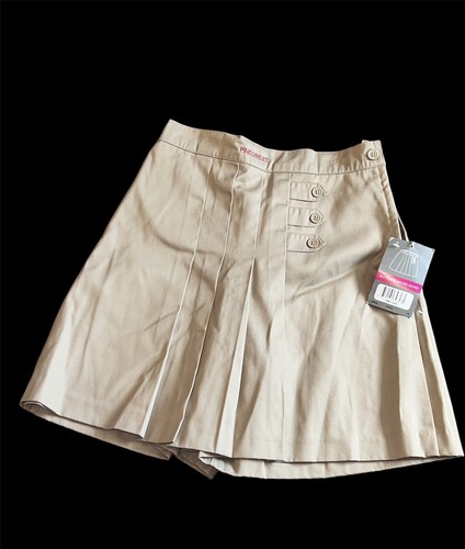 Mädchen R/K Khaki Knopf Plissee Skort Normal & Halb Größen 18 - Bild 1 von 3