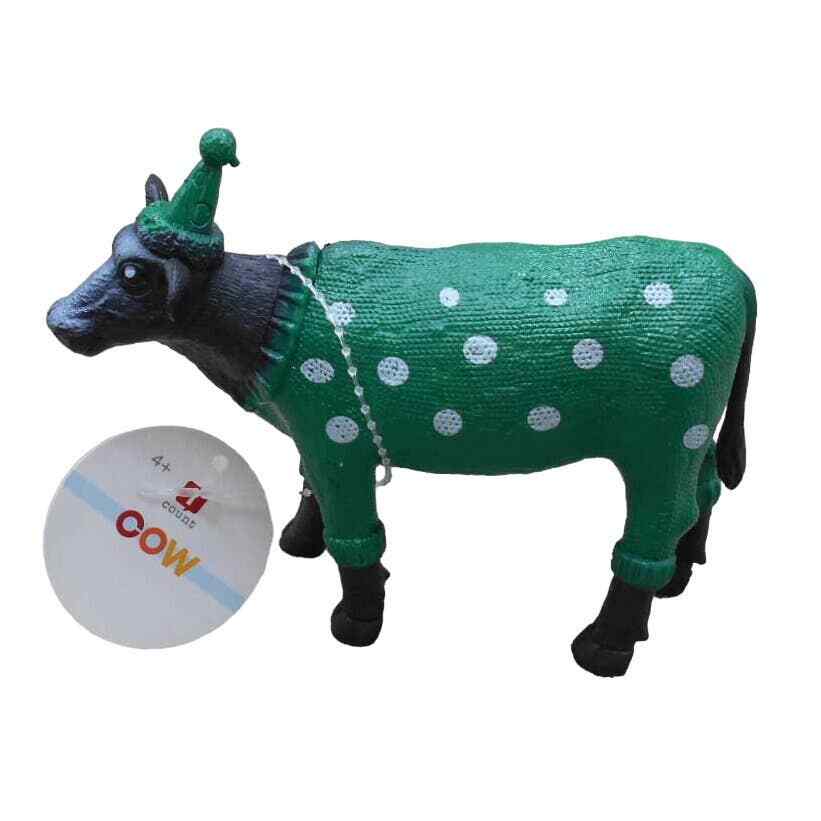 Party Animals Black Cow in Green Polka Hat Dot Ankyo