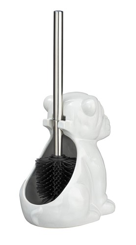 WENKO WC Garnitur Toiletten Bürsten Klo Halter Bulldogge Hunde Weiß Bad Gäste WC - Bild 3 von 4