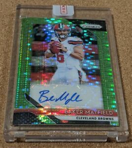 2018 PRIZM 🏈 BAKER MAYFIELD NEON GREEN PULSAR ROOKIE AUTO BROWNS BUCCS RC SP 🔥