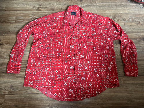 VTG 70's Wrangler/Sears Maverick Bandana Hippie/Rock Star Pearl Snap Shirt XL - Picture 1 of 5