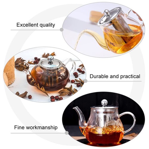 LIFKOME Flower Teapot Glass Glass Teapot with Infuser 600ml Stovetop Tea Kett... - Picture 6 of 9