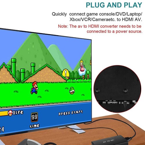 RCA to HDMI Converter, Analog Composite to HDMI Adapter Compatible VCR,DVD,VHS - Picture 8 of 13