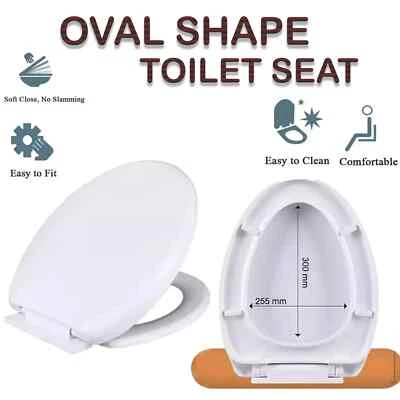 MAXSELL Soft Close Toilet Seat Bathroom Oval Shape WC Seats Anti Slam Heavy Duty White