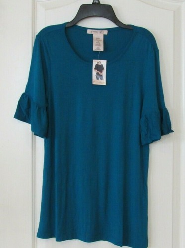 Prenda para mujer Philosophy con mangas volantes negra o azul talla S-XXL nueva con etiquetas precio de venta sugerido por el fabricante 58 USD - Imagen 5 de 6