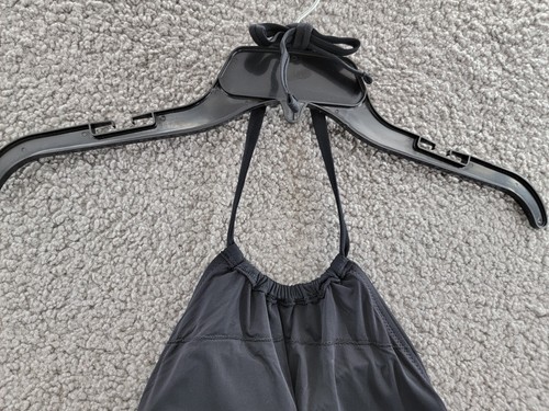 AQUA High Neck Halter Bikini Top Women's S Black Solid Back Tie Closure - Picture 8 of 13