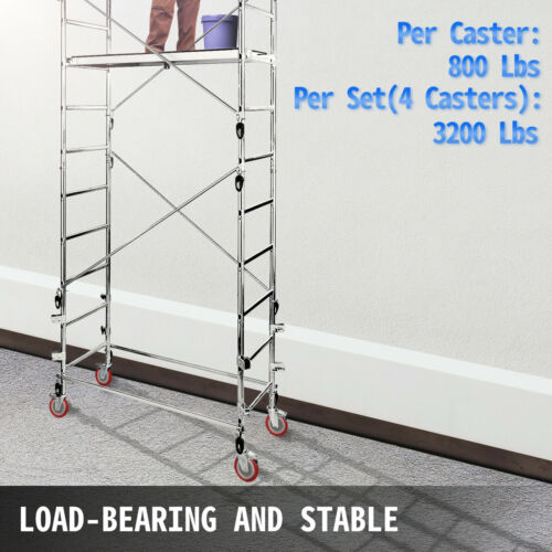 Scaffold Scaffolding Casters 8" x 2" Set of 4 Locking Polyurethane Wheel Swivel - Picture 6 of 12