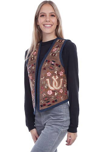 Scully Womens Brown Leather Autumn Palette Vest - Picture 1 of 2