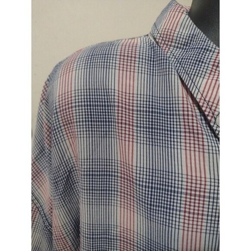 RocaWear Shirt Button Up Men Size 6XB Blue Red Plaid Short Sleeve Classic Wear - Picture 4 of 10