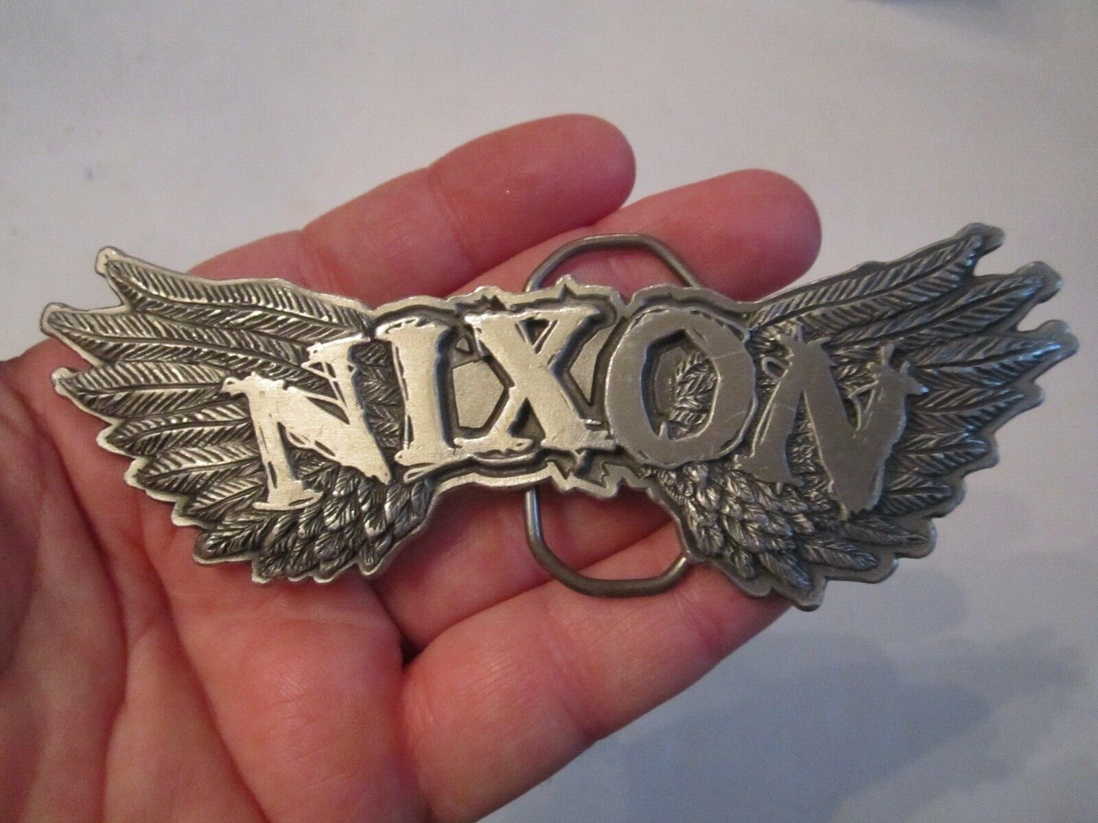 RARE VINTAGE NIXON ROCK BAND BELT BUCKLE 5 1/2" X 2… Gem