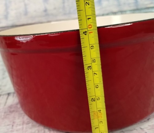 Bella 2.75 Qt Enameled Cast Iron Pot W/Lid, Red w/ White Interior - 8"W/ 4"T - Picture 24 of 24