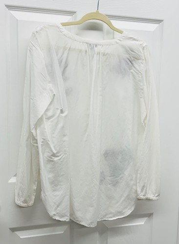 EUC Ann Taylor Factory White Floral Embroidered V-neck Tunic Blouse Top, MEDIUM - Bild 7 von 10