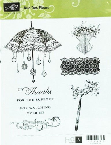 STAMPIN UP RUE DES FLEURS (8) CLEAR MOUNT STAMPS SET SCRAPBOOKING CARDMAKING - Picture 1 of 4
