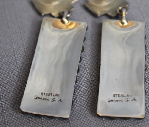 Sterling Silver Dangle Earrings by Navajo Artist Geneva Apachito - Picture 5 of 7